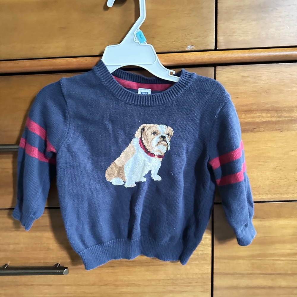 Janie and Jack Navy Sweater with Dog Design, 12-18 mos